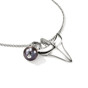 Shark Tooth Talisman Necklace, Sterling Silver, Diamonds, Pearl|NBP989052GYPDI