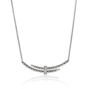 Spear Station Necklace, Sterling Silver, Diamonds|NBP989592DI