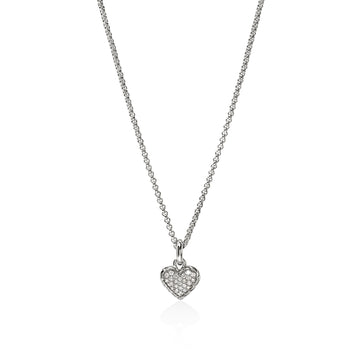 JH Essential Heart Pendant Necklace, Sterling Silver, Diamonds, 1.5MM|NBP989732DI