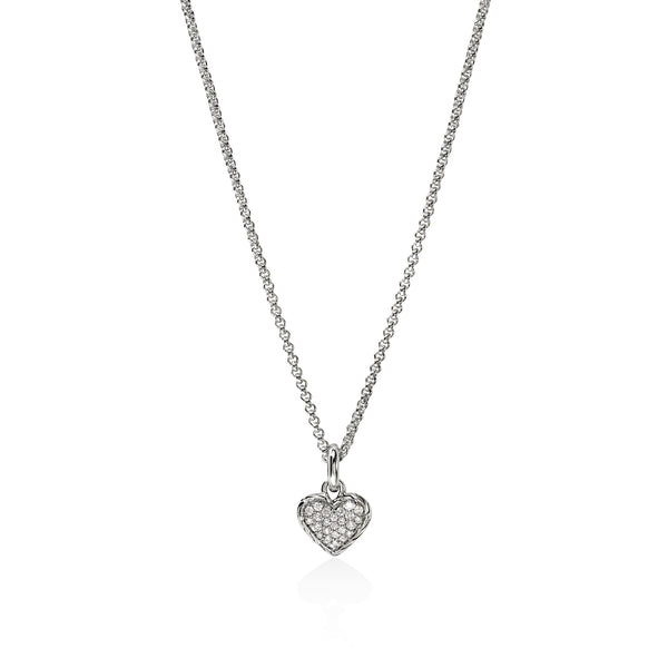 JH Essential Heart Pendant Necklace, Sterling Silver, Diamonds