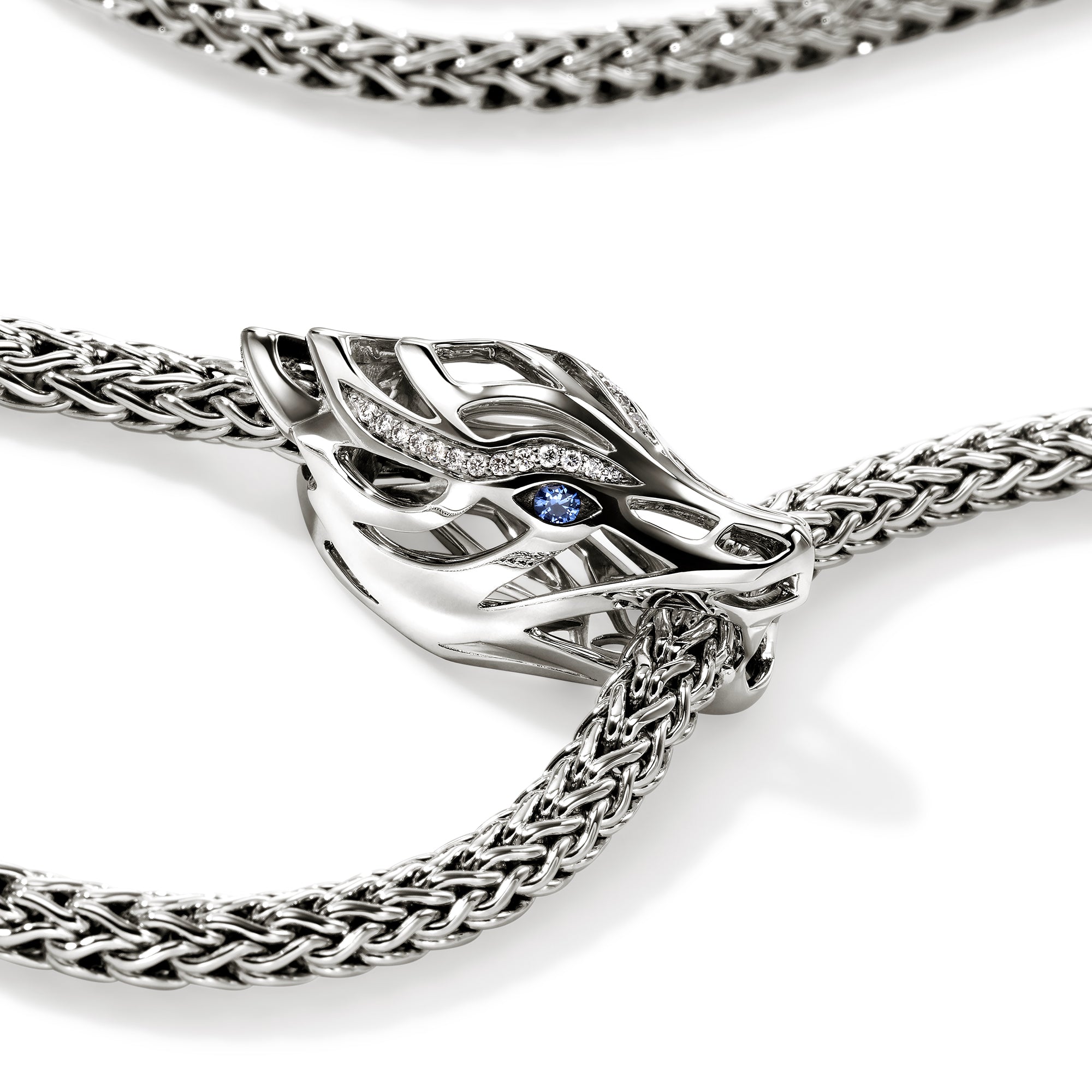 Naga Y Necklace, Sterling Silver, Diamonds, 4.4MM|NBS6034811BSPDI