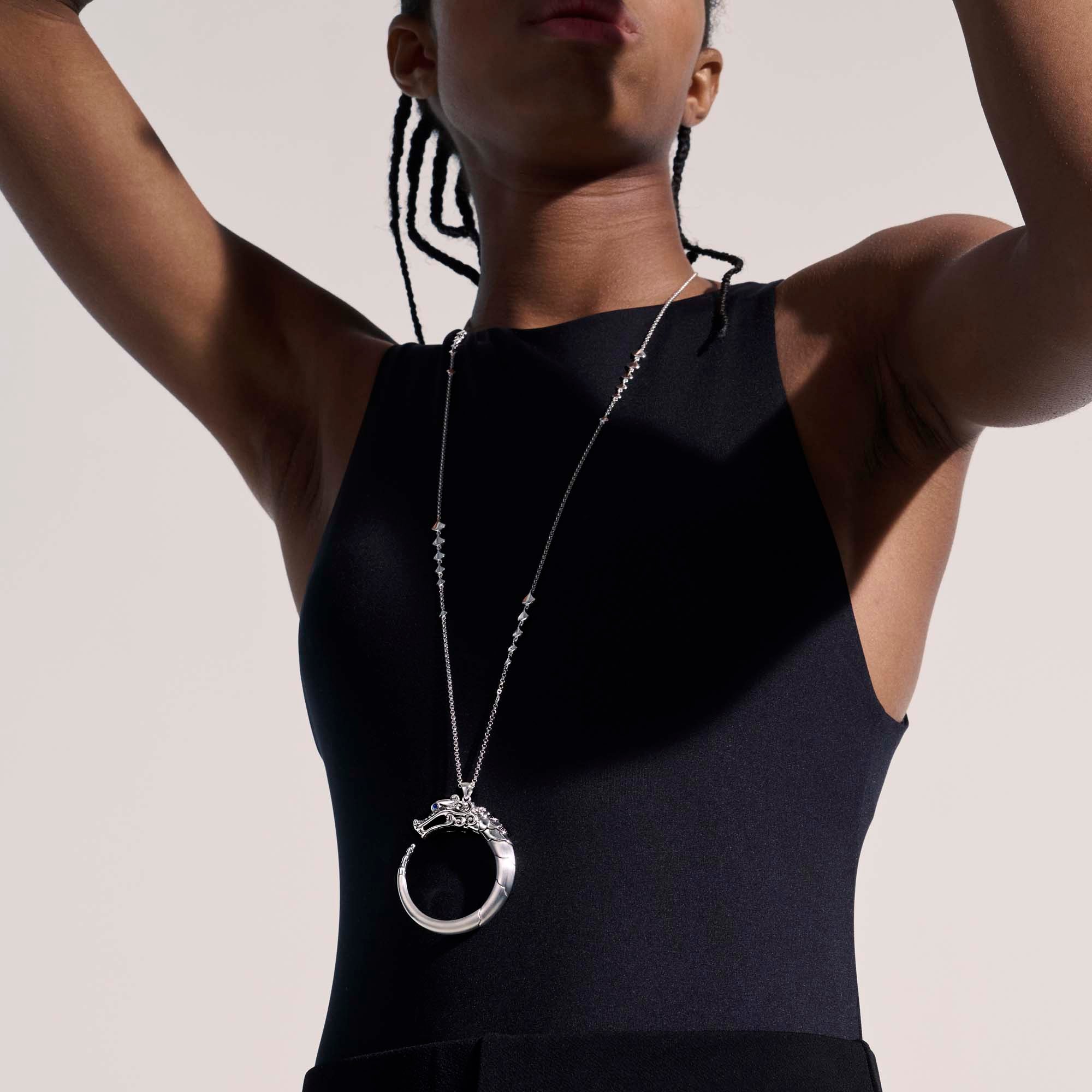 Naga Black Spinal Necklace, Sterling Silver, Pavé – John Hardy