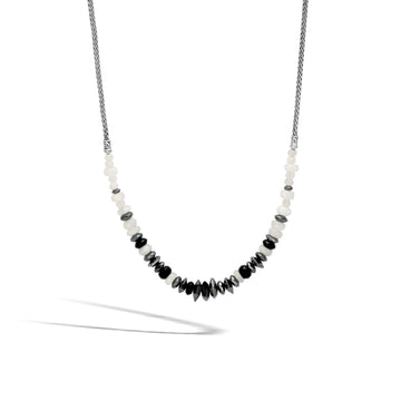 Classic Chain Necklace with Mixed  Black and White|NBS902241HEMIRM