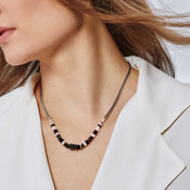 Classic Chain Necklace with Mixed  Black and White|NBS902241HEMIRM
