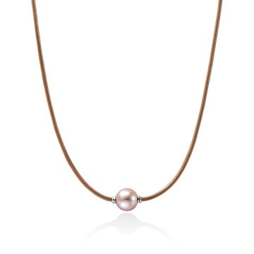 JH Essential Necklace, Sterling Silver, Pearl, Leather|NBS987911BRPPL
