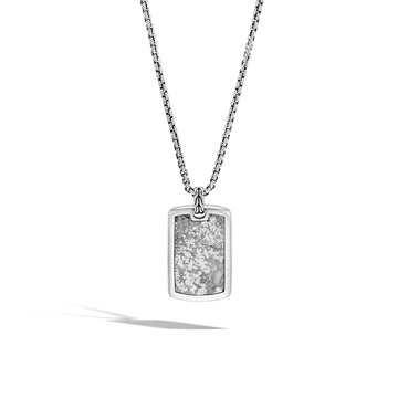 Chain Large Dog Tag Pendant with Silver Calcite|NBS9996161SCC