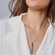 Tassel Pendant Necklace with Black Sapphire, Black Spinel|NBS9997124BLSBN