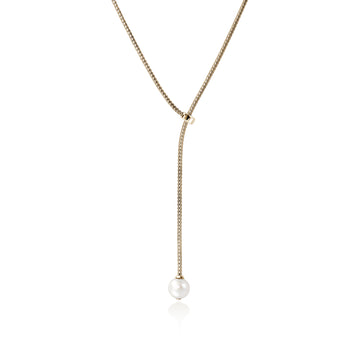 JH Essential Pearl Lariat Necklace, Gold, 1.8MM|NGG987231