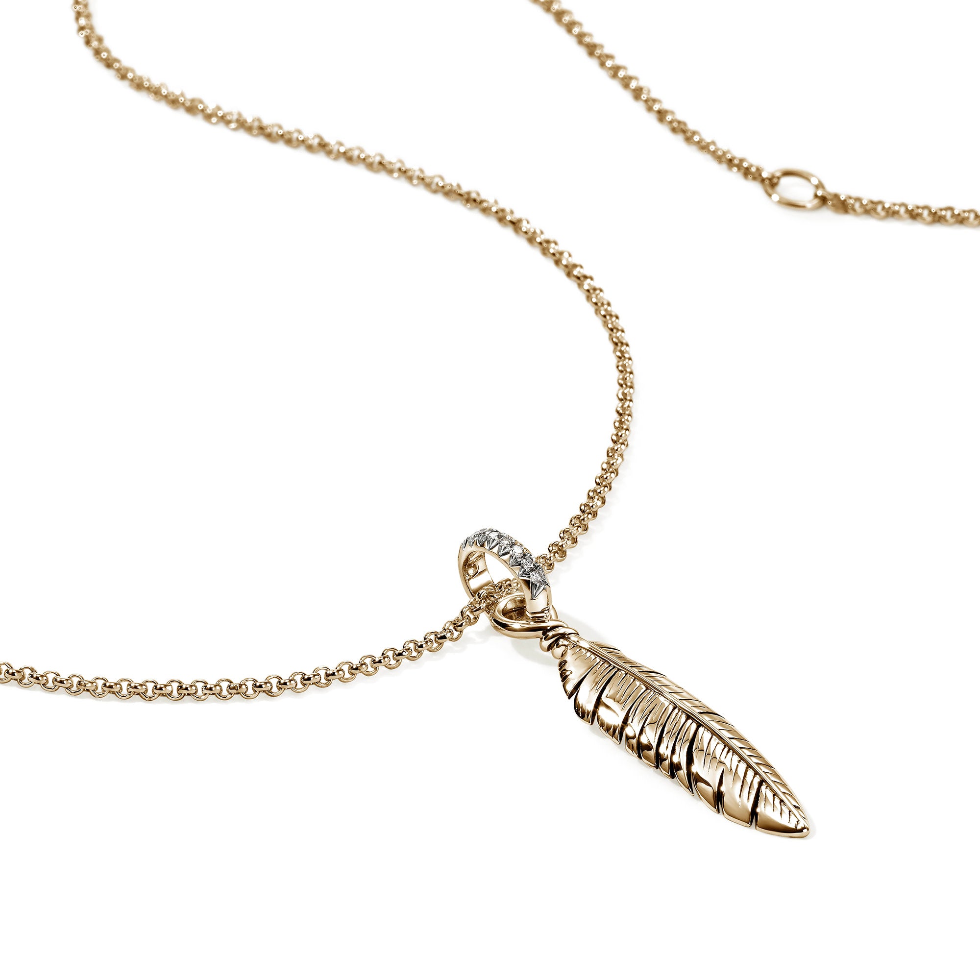 Feather Talisman Necklace, Gold, Diamonds|NGGX9012092DI – John Hardy
