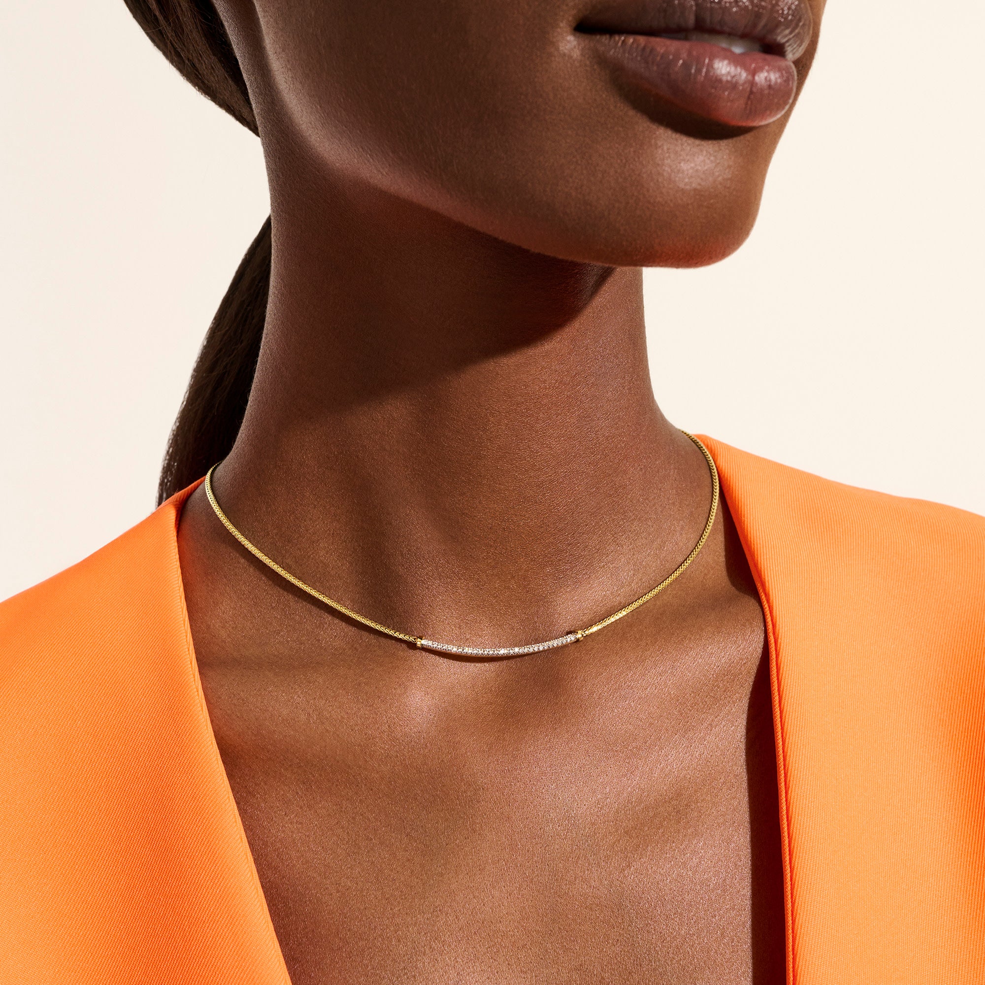 JH Essential Pavé Necklace, Gold, Diamonds, 1.8 MM – John Hardy