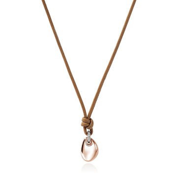 Pebble Pendant Necklace, Rose Gold, Diamonds, Leather|NGGX987932RBRDI
