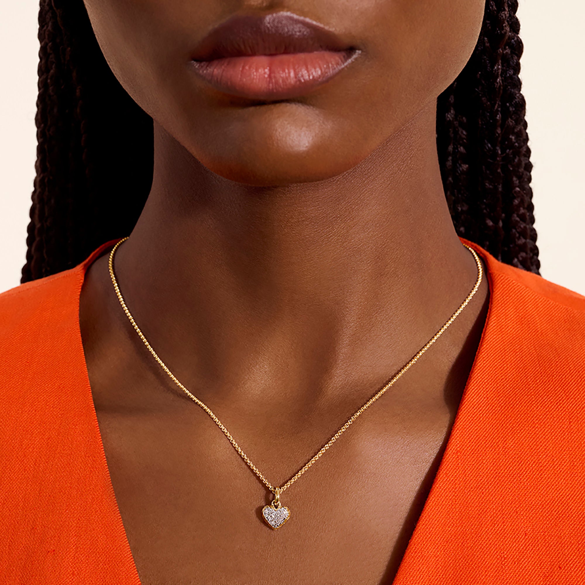JH Essential Heart Pendant Necklace, Gold, Diamonds, 1.5MM – John