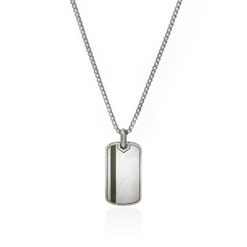 Tag Necklace, Sterling Silver, Enamel|NM98766GR