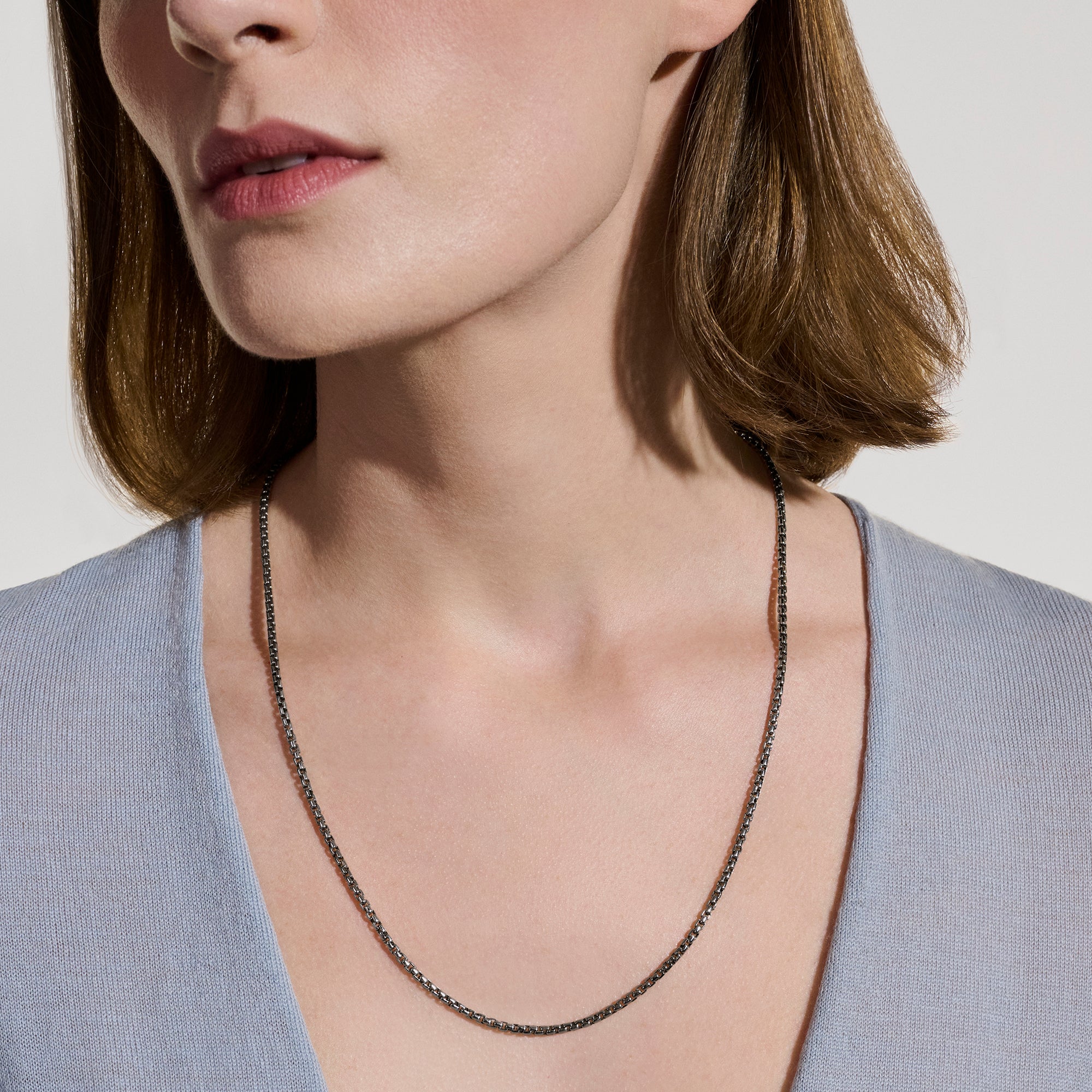 Box Chain Necklace, Dark Silver, 2.7MM – John Hardy