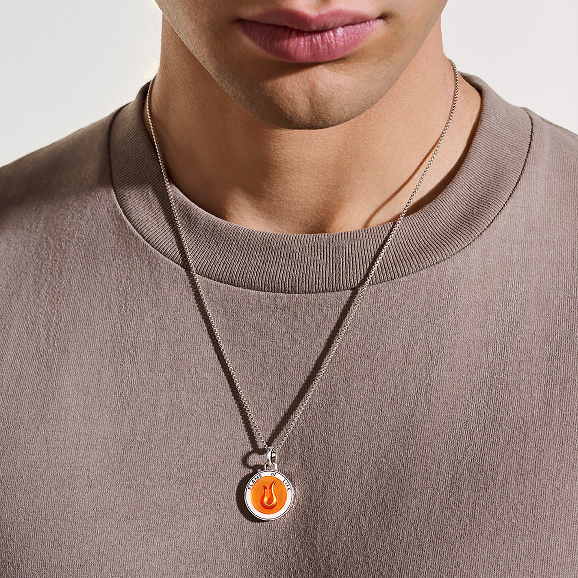 Flame Talisman Necklace, Sterling Silver, Enamel|NM98837OR – John
