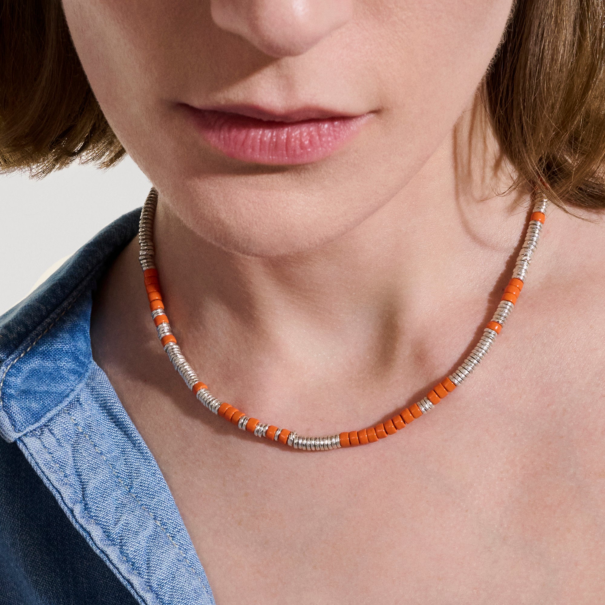 Heishi Necklace, Sterling Silver, Enamel|NM98907OR – John Hardy