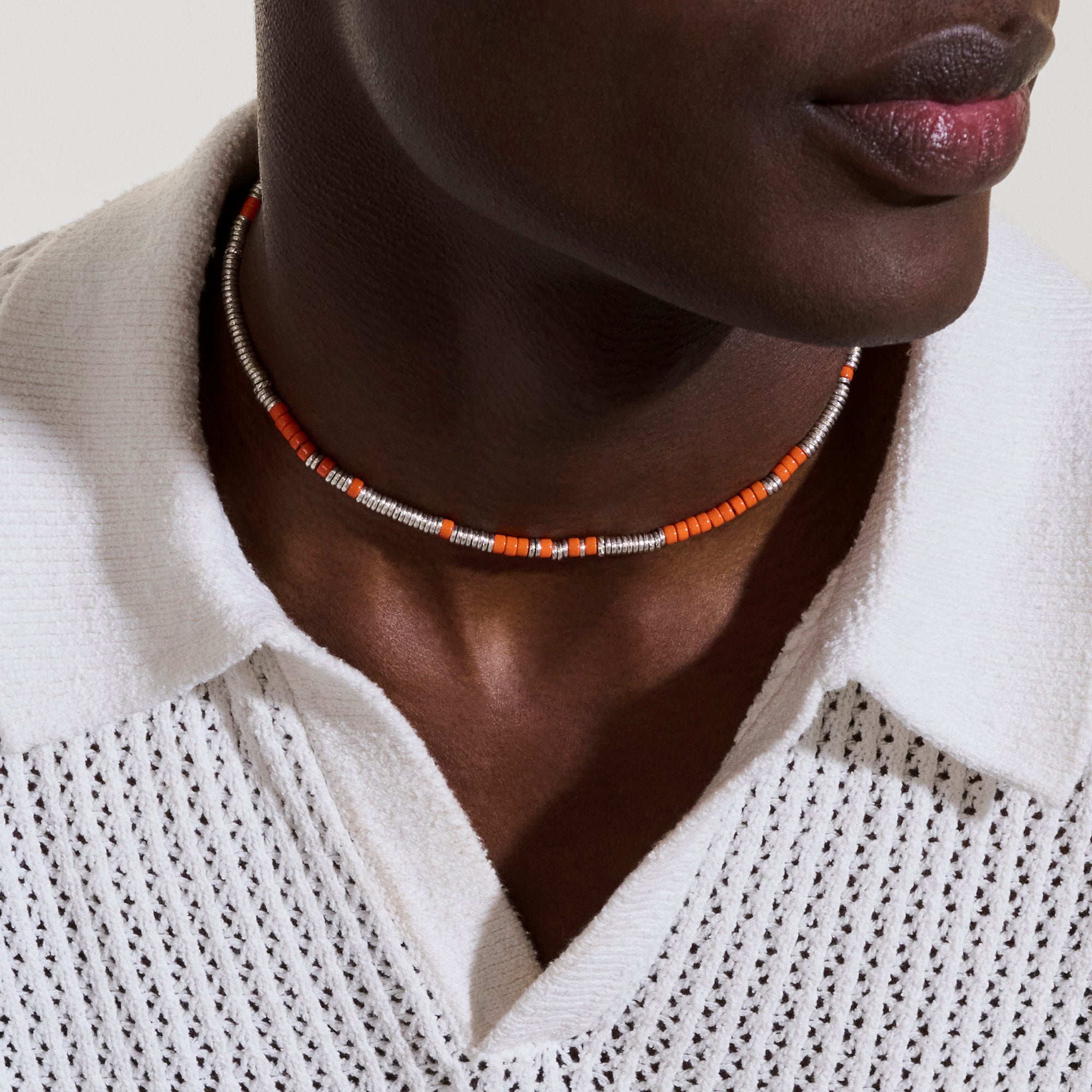 Heishi Necklace, Sterling Silver, Enamel|NM98907OR – John Hardy