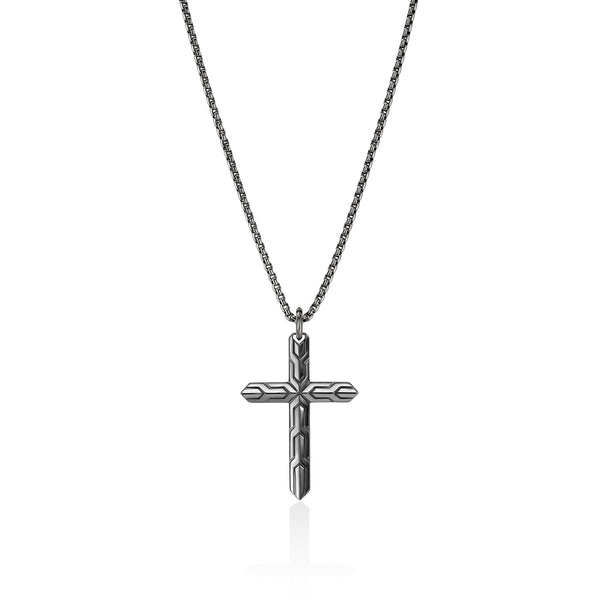 Icon 50 Cross Pendant Necklace, Dark Silver – John Hardy