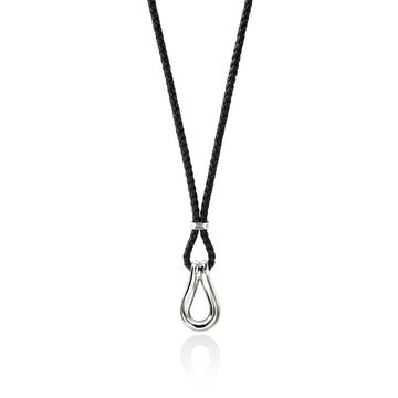 Surf Pendant Necklace, Sterling Silver, Leather|NM89544BL