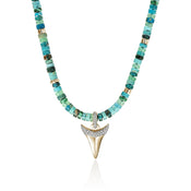 Sharktooth Heishi Necklace, Gold, Hardstones, Diamonds|NMGGX988642TQCRSDI