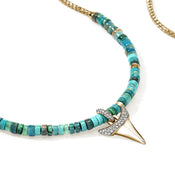 Sharktooth Heishi Necklace, Gold, Hardstones, Diamonds|NMGGX988642TQCRSDI