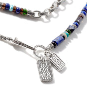 Beaded Tag Necklace, Silver, Gemstones|NMS900439LPZBONGT