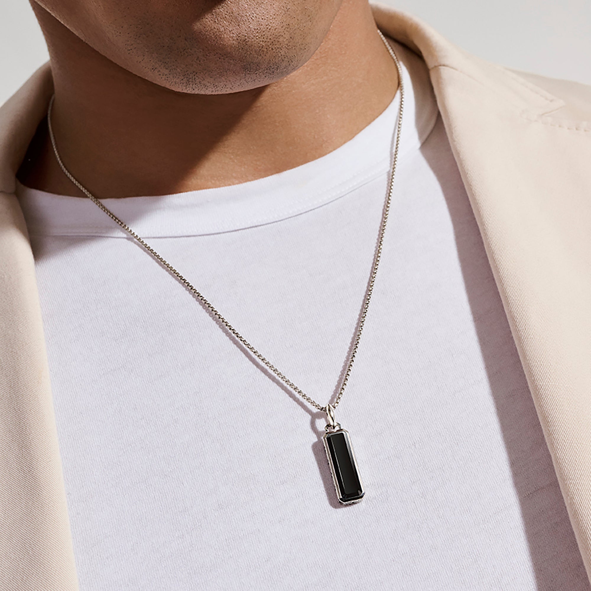Black Onyx Talisman Necklace, Sterling Silver|NMS988001BON – John