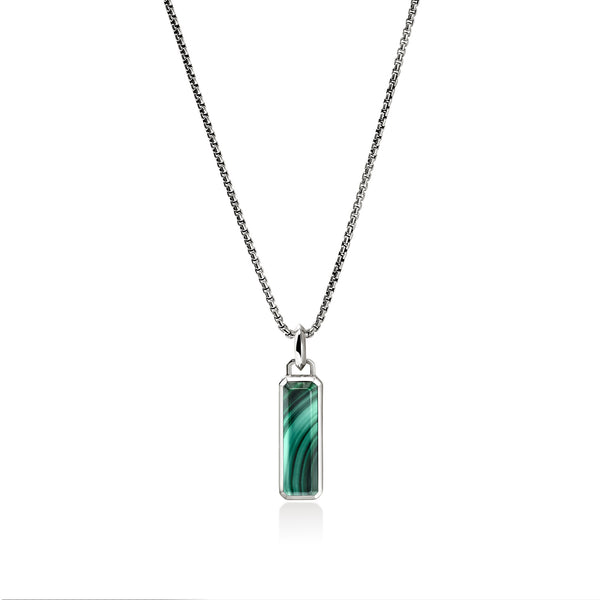 Malachite Talisman Necklace, Sterling Silver|NMS988001MH