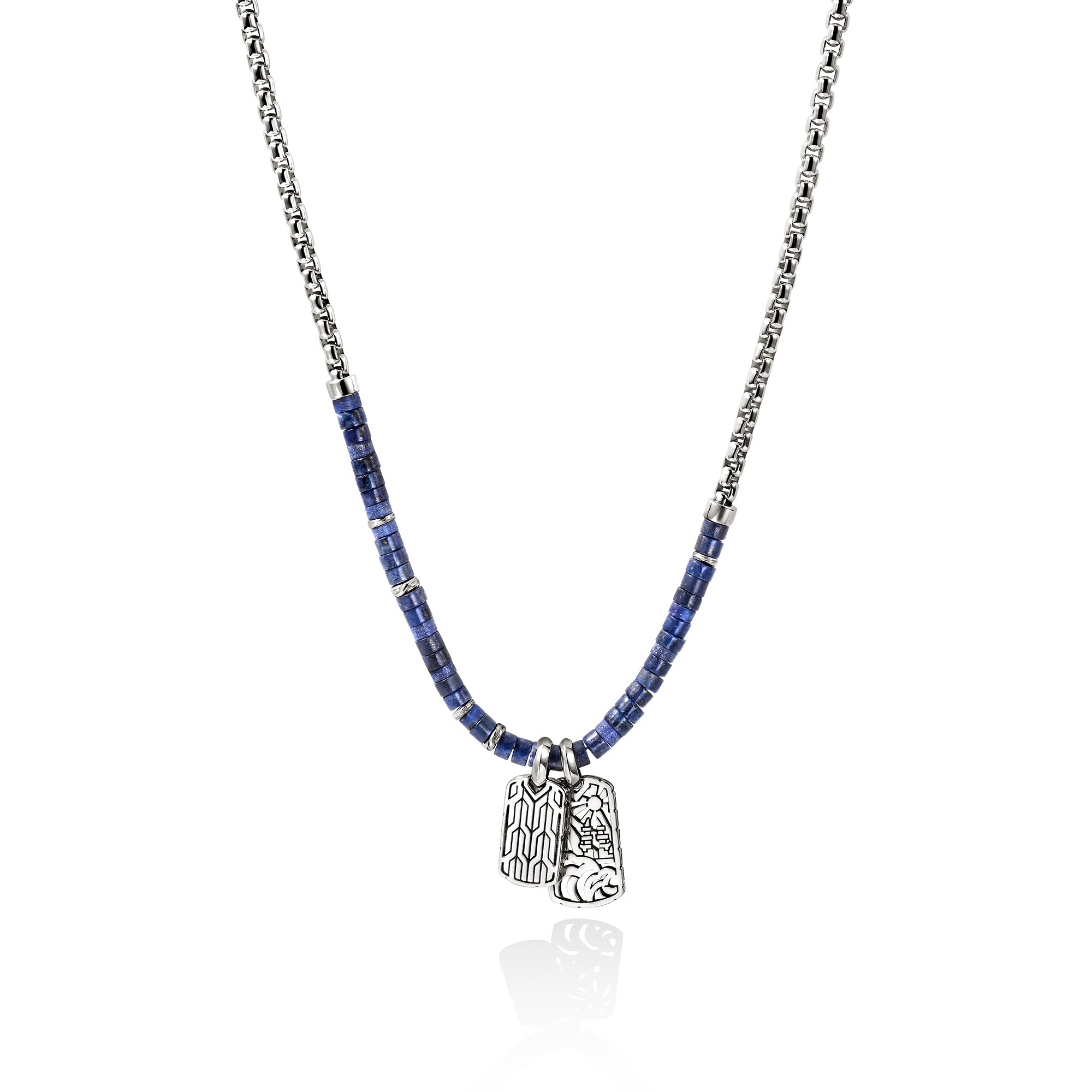 Heishi Tag Necklace, Sterling Silver, Hardstones|NMS989611LPZ