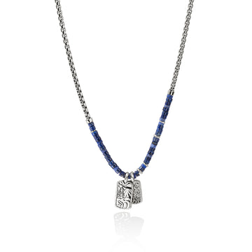 Heishi Tag Necklace, Sterling Silver, Hardstones|NMS989611LPZ