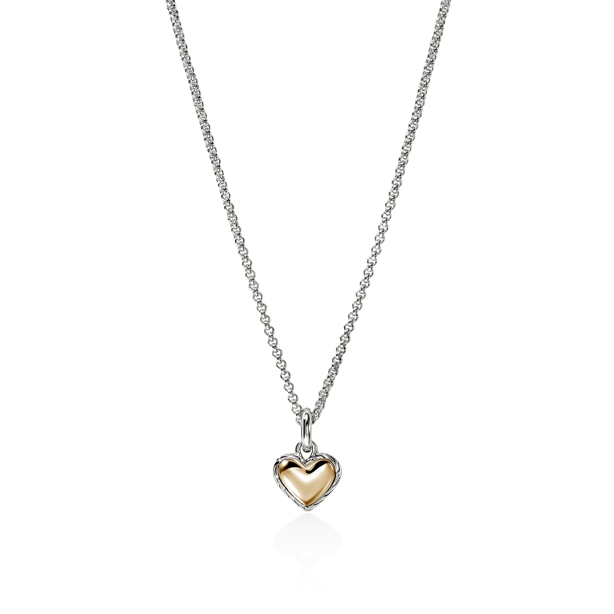 JH Essential Heart Pendant Necklace, Sterling Silver, Gold, 1.5MM ...