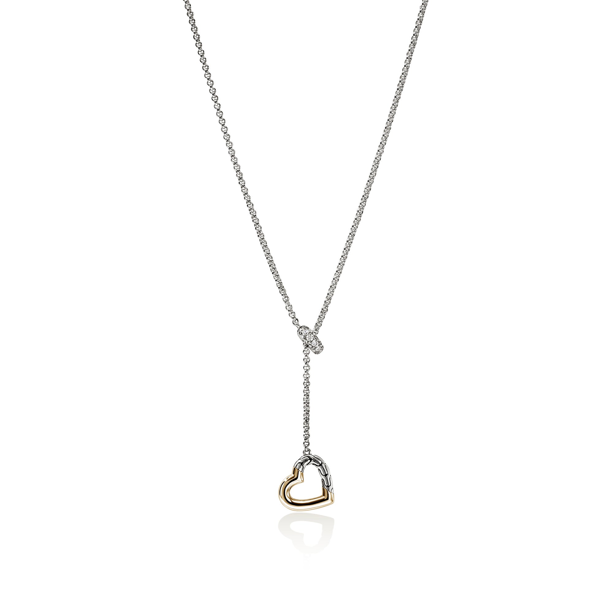 JH Essential Heart Lariat Necklace, Sterling Silver, Gold, Diamonds, 1 ...