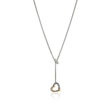 JH Essential Heart Lariat Necklace, Sterling Silver, Gold, Diamonds, 1.5MM|NZZP989902DI