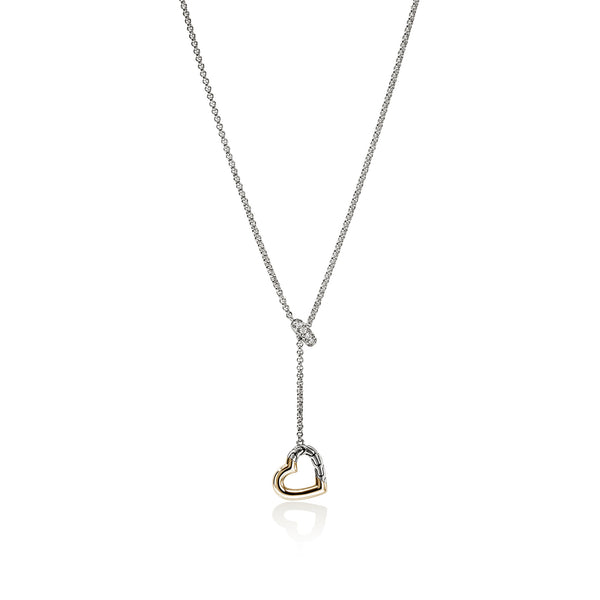 JH Essential Heart Lariat Necklace, Sterling Silver, Gold