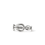 Surf Link Two Finger Ring, Sterling Silver|RB89542
