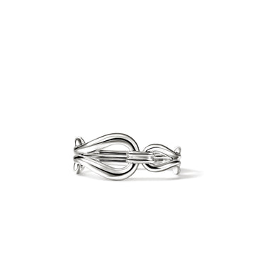 Surf Link Two Finger Ring, Sterling Silver|RB89542