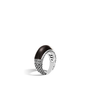 Classic Chain Dome Ring with Ebony Wood|RB999704DW