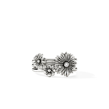 Wildflower Stacking Rings Set of 3, Sterling Silver, Lab Grown Diamond, 0.02TCW|RBP430532LGDN