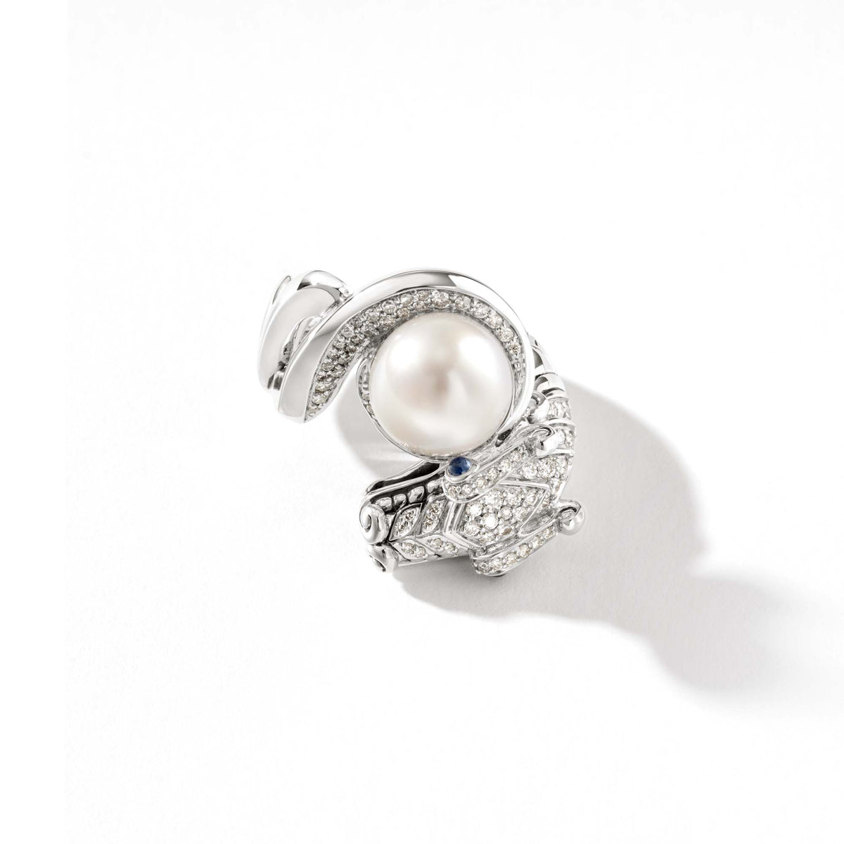 Naga Ring, Sterling Silver, Diamonds, Pearl|RBP603132BSPDI
