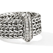 Icon Link Bar Ring, Sterling Silver, Diamonds, 9MM|RBP989532DI