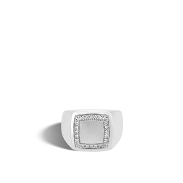 Classic Chain Signet Ring with Diamonds|RBP9995662DI