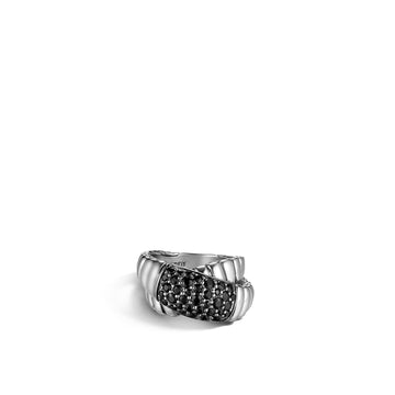 Classic Chain Overlap Ring with Black Sapphire