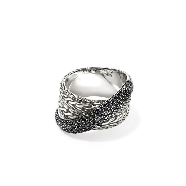 JH Essential Pavé Crossover Ring, Sterling Silver, Gemstones