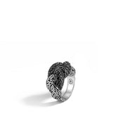 Braided Chain Ring with Black Sapphire|RBS992454BLS