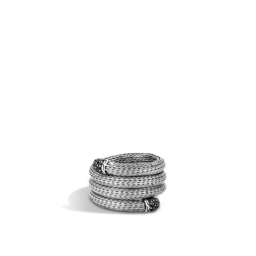 Classic Chain Coil Ring with Black Sapphire|RBS999524BLS