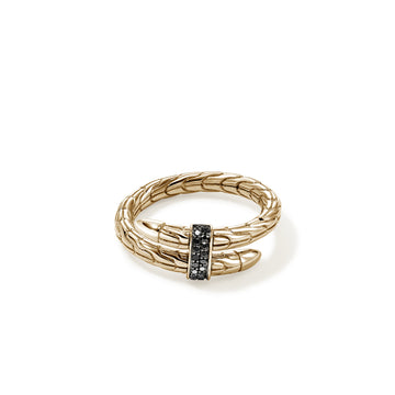 Spear Wrap Ring, Gold, Black Diamonds|RGGX986802BDI