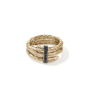 Spear Double Wrap Ring, Gold, Black Diamonds|RGGX986812BDI