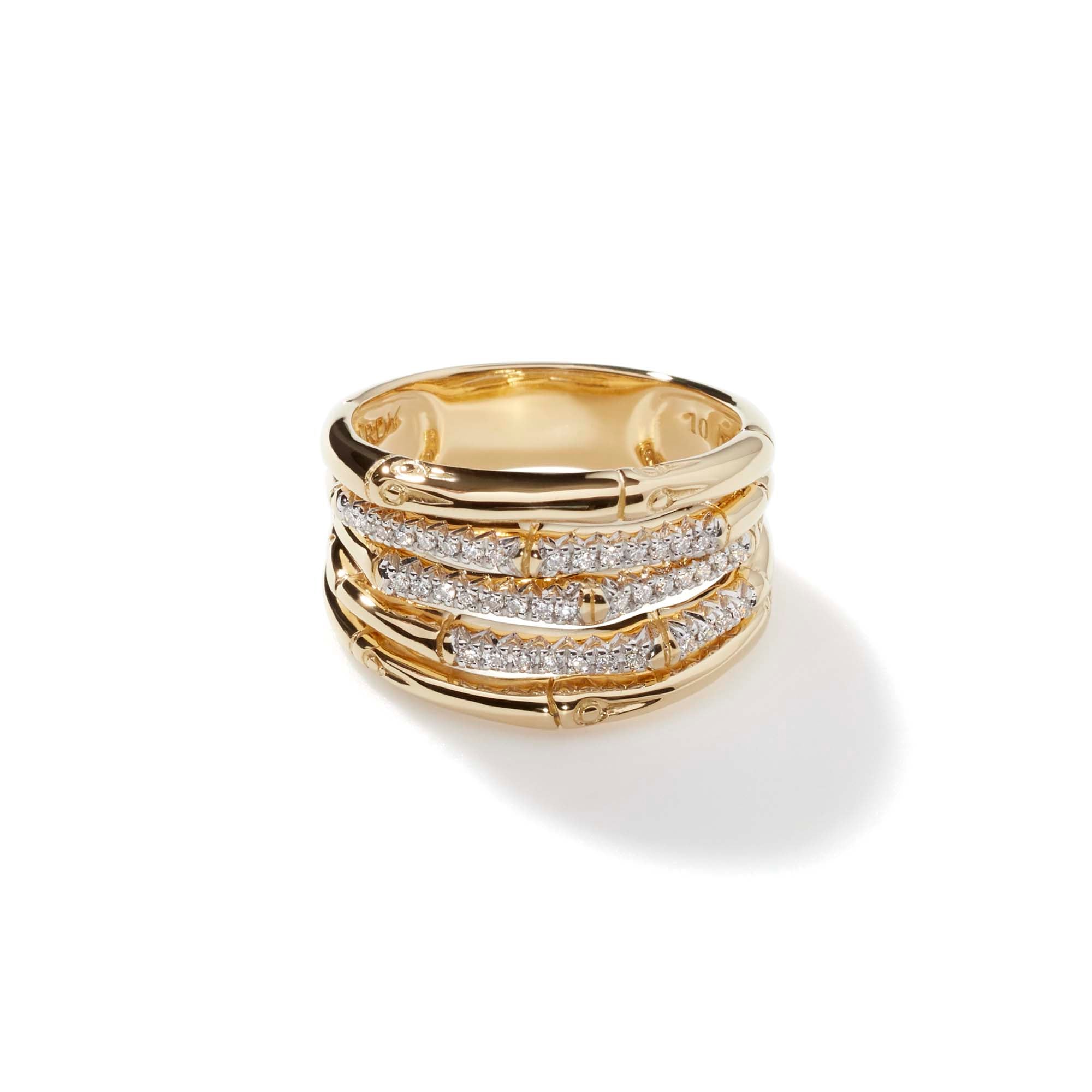 Bamboo Band Ring, Gold, Diamonds, Wide|RGX57872DI – John Hardy