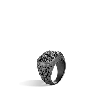 Carved Chain Pavé Signet Ring|RMS901634MBRDBLS