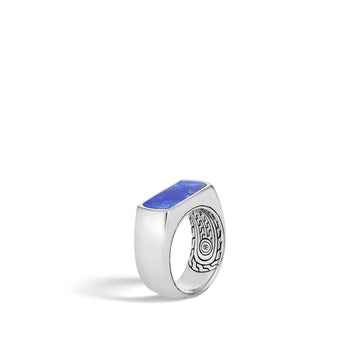 Classic Chain Band Ring with Lapis Lazuli